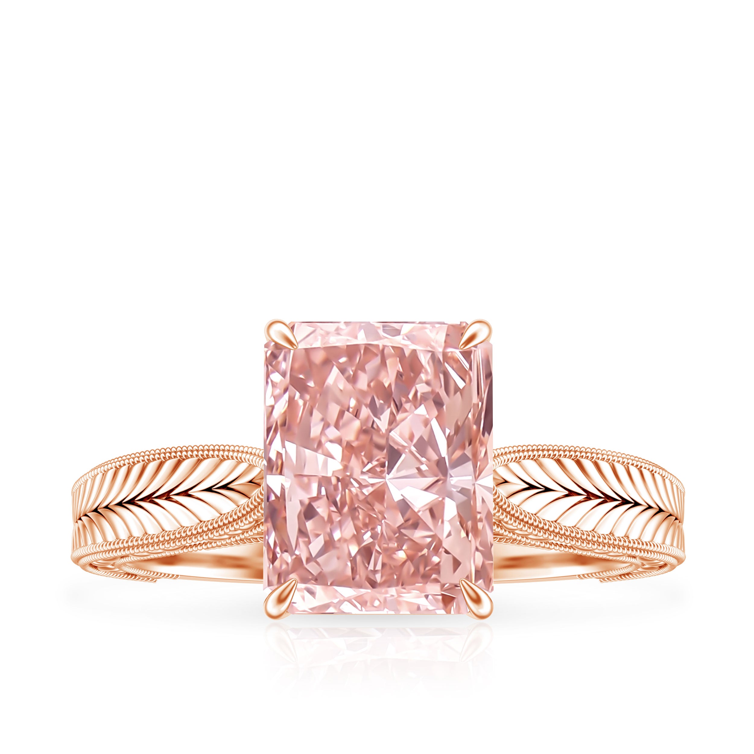 Rosec Jewels-3 Carat Lab Grown Pink Diamond Vintage Engagement Ring with IGI Certificate