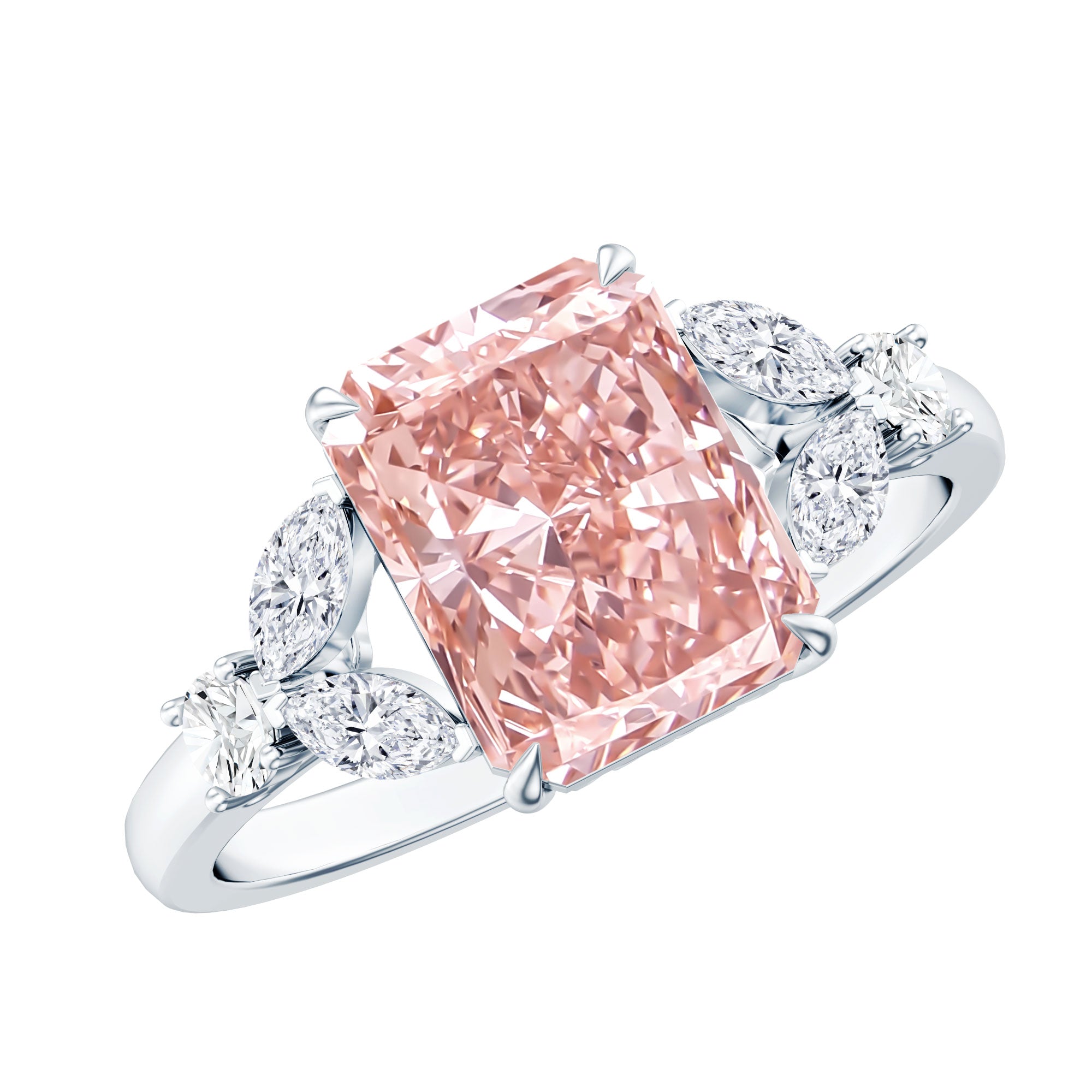 Rosec Jewels-IGI Certified 2 Carat Radiant Cut Lab Pink and White Diamond Engagement Ring For Women