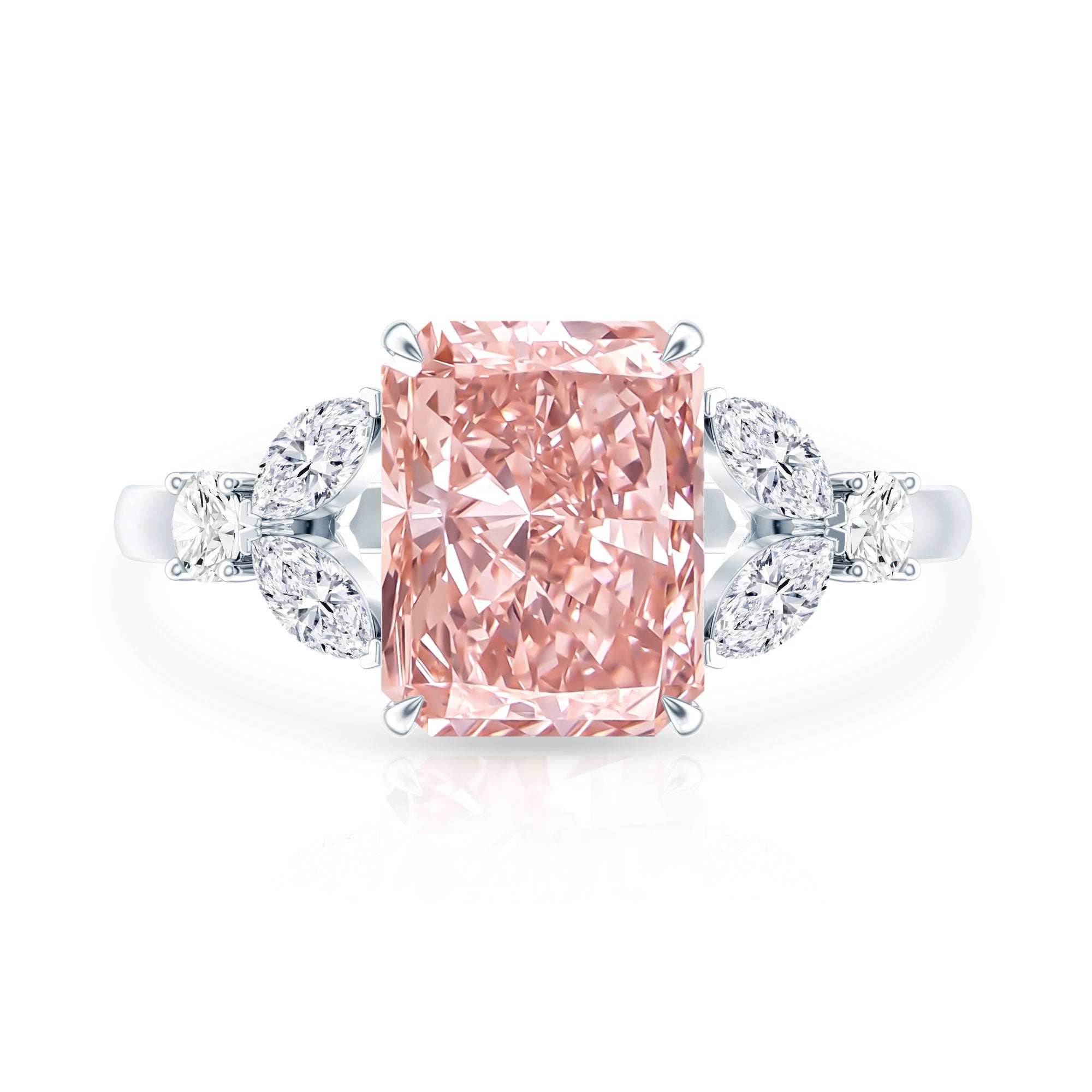 Rosec Jewels-IGI Certified 2 Carat Radiant Cut Lab Pink and White Diamond Engagement Ring For Women
