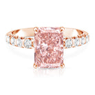 Rosec Jewels-IGI Certified Radiant Cut Lab Pink Diamond 3 Carat Engagement Ring with Side Stones