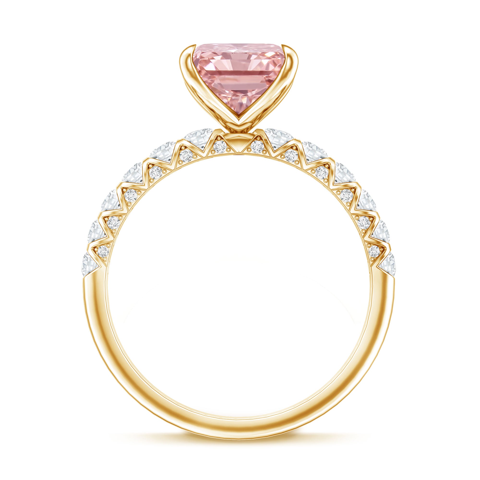 Rosec Jewels-IGI Certified Radiant Cut Lab Pink Diamond 3 Carat Engagement Ring with Side Stones