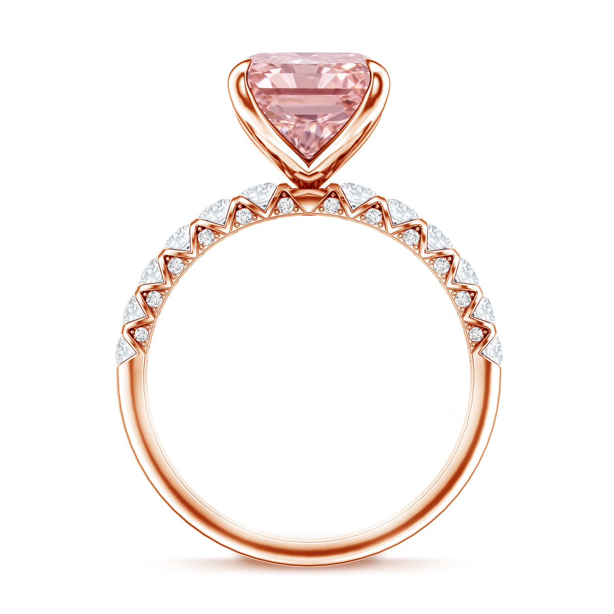 5 Carat Radiant Lab Grown Pink Diamond Huge Statement Ring with IGI Certificate Fancy Pink - VS1 - Rosec Jewels