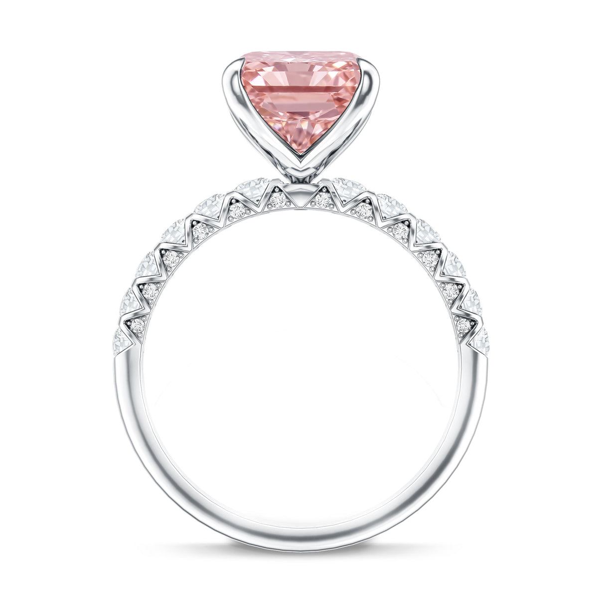 5 Carat Radiant Lab Grown Pink Diamond Huge Statement Ring with IGI Certificate Fancy Pink - VS1 - Rosec Jewels