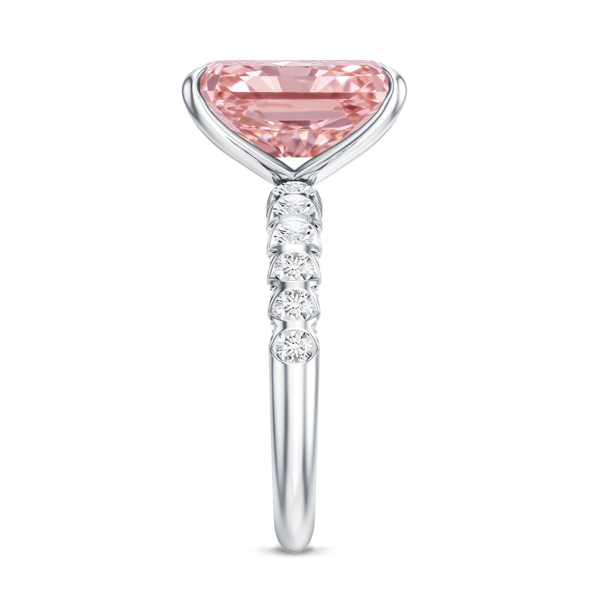 5 Carat Radiant Lab Grown Pink Diamond Huge Statement Ring with IGI Certificate Fancy Pink - VS1 - Rosec Jewels