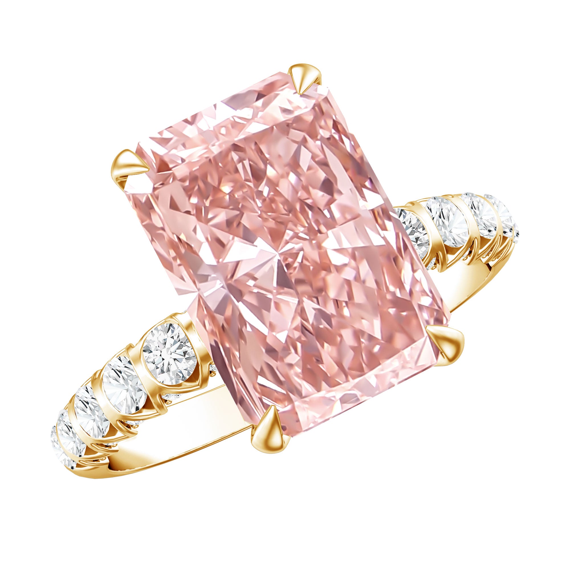 5 Carat Radiant Lab Grown Pink Diamond Huge Statement Ring with IGI Certificate Fancy Pink - VS1 - Rosec Jewels