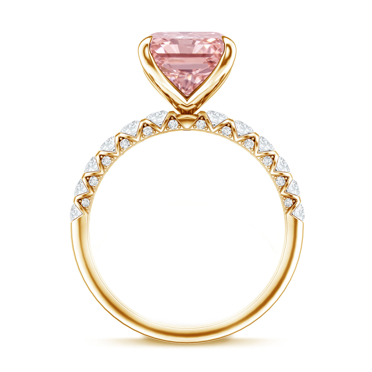 5 Carat Radiant Lab Grown Pink Diamond Huge Statement Ring with IGI Certificate Fancy Pink - VS1 - Rosec Jewels