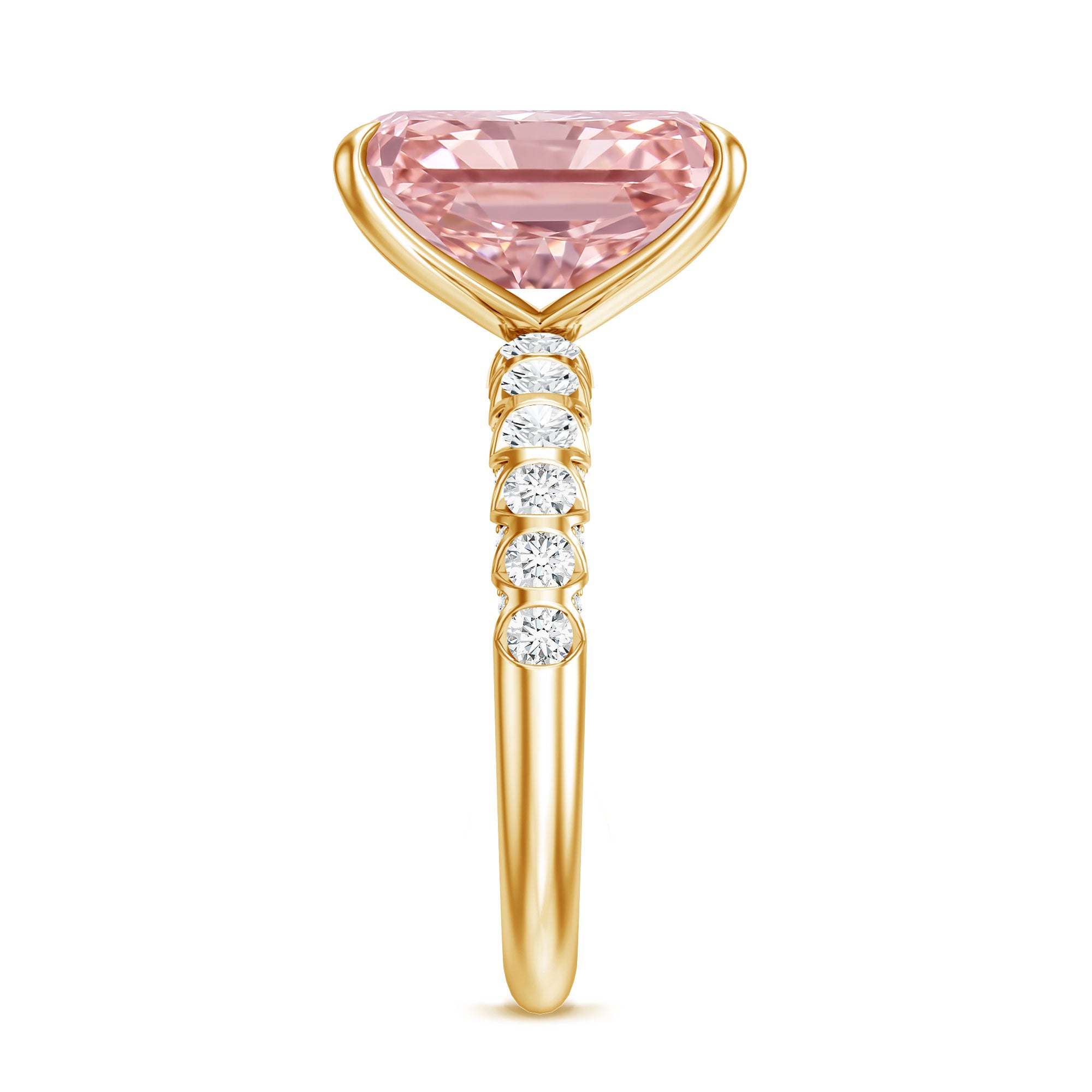 5 Carat Radiant Lab Grown Pink Diamond Huge Statement Ring with IGI Certificate Fancy Pink - VS1 - Rosec Jewels