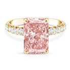 5 Carat Radiant Lab Grown Pink Diamond Huge Statement Ring with IGI Certificate Fancy Pink - VS1 - Rosec Jewels