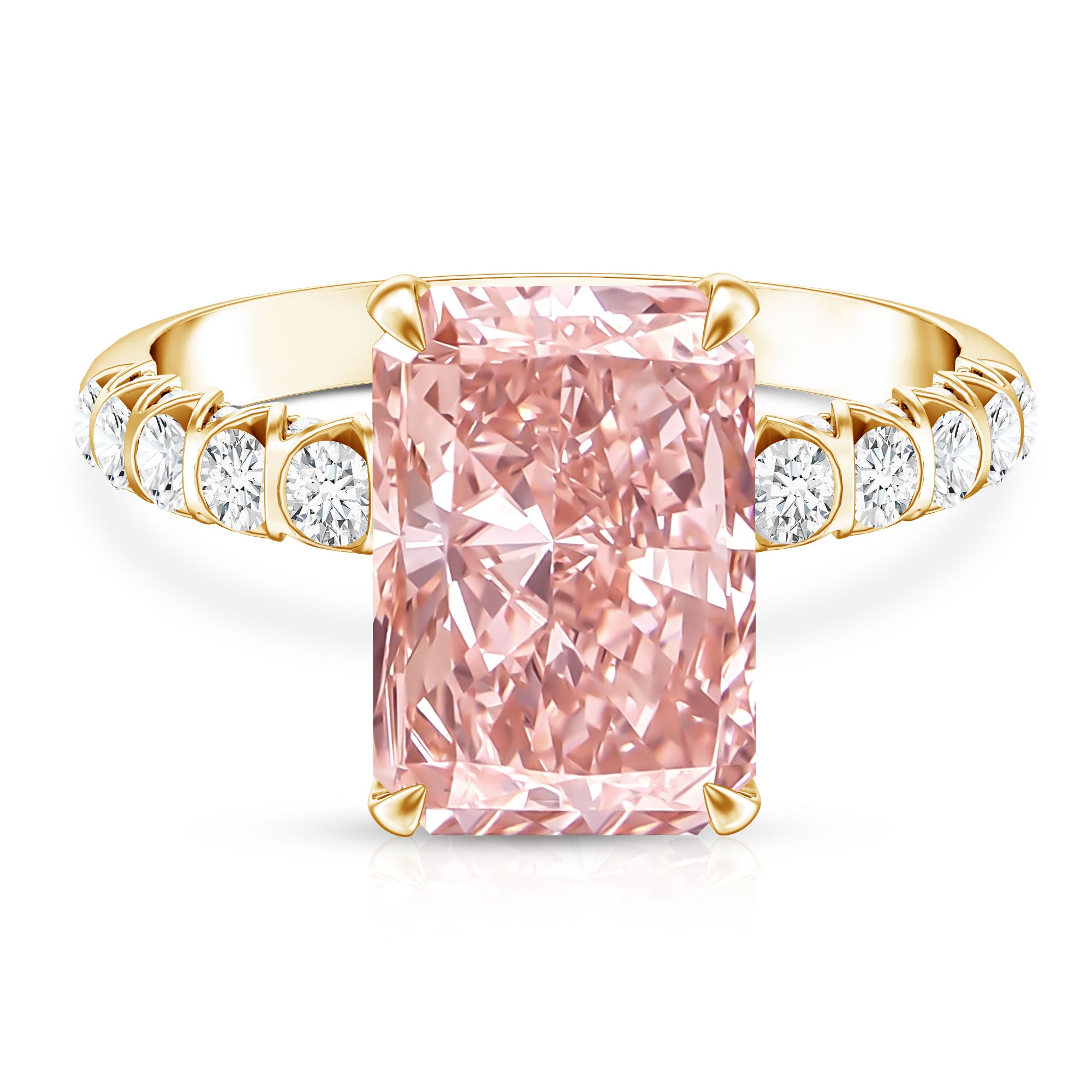 5 Carat Radiant Lab Grown Pink Diamond Huge Statement Ring with IGI Certificate Fancy Pink - VS1 - Rosec Jewels