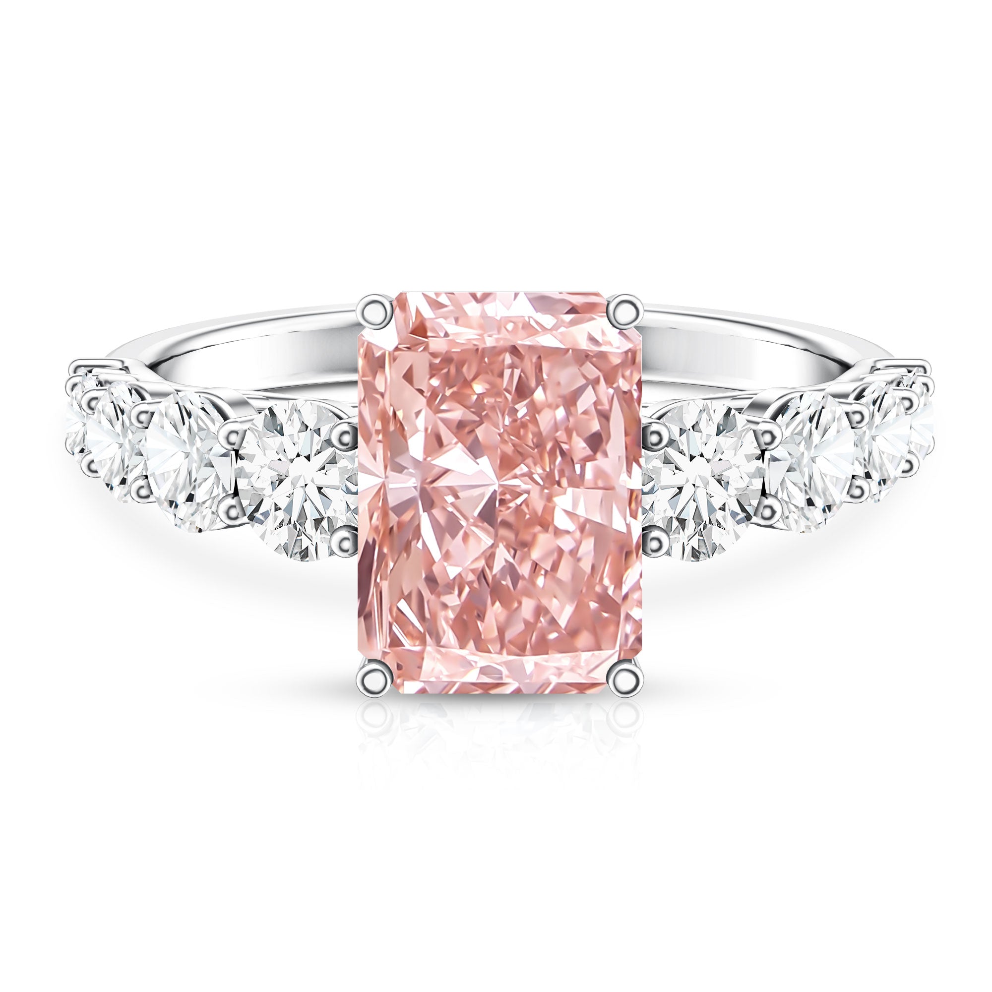 Rosec Jewels-IGI Certified 3 Ct Lab Grown Pink and White Diamond Side Stone Engagement Ring