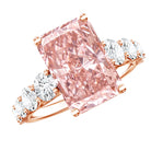 5 Carat Radiant Lab Grown Pink and White Diamond Side Stone Engagement Ring IGI Certified Fancy Pink - VS1 - Rosec Jewels