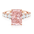 5 Carat Radiant Lab Grown Pink and White Diamond Side Stone Engagement Ring IGI Certified Fancy Pink - VS1 - Rosec Jewels