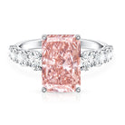 5 Carat Radiant Lab Grown Pink and White Diamond Side Stone Engagement Ring IGI Certified Fancy Pink - VS1 - Rosec Jewels