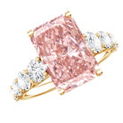 5 Carat Radiant Lab Grown Pink and White Diamond Side Stone Engagement Ring IGI Certified Fancy Pink - VS1 - Rosec Jewels
