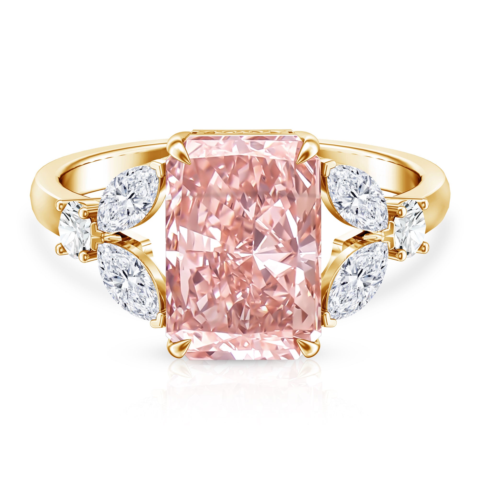Rosec Jewels-Lab Grown 4 Carat Radiant Cut Pink Diamond Statement Engagement Ring IGI Certified
