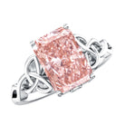 Rosec Jewels-3 Carat Radiant Cut Lab Pink Diamond Celtic Engagement Ring with IGI Certificate