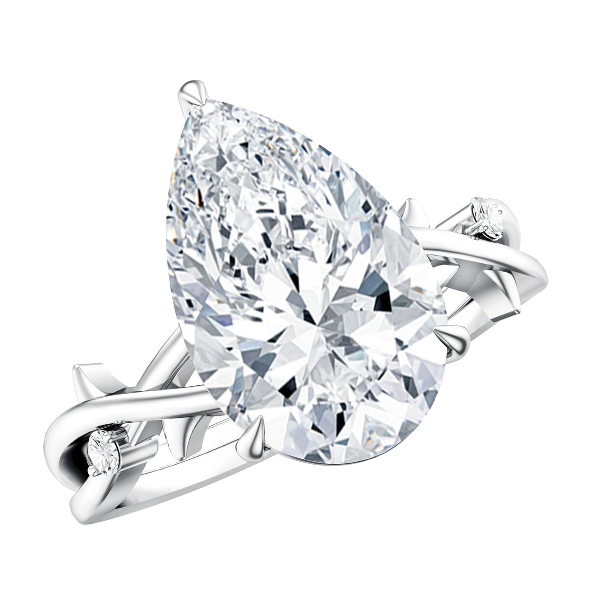 Rosec Jewels-Pear Shaped 4 Carat Lab Grown Diamond Designer Engagement Ring with IGI Certificate
