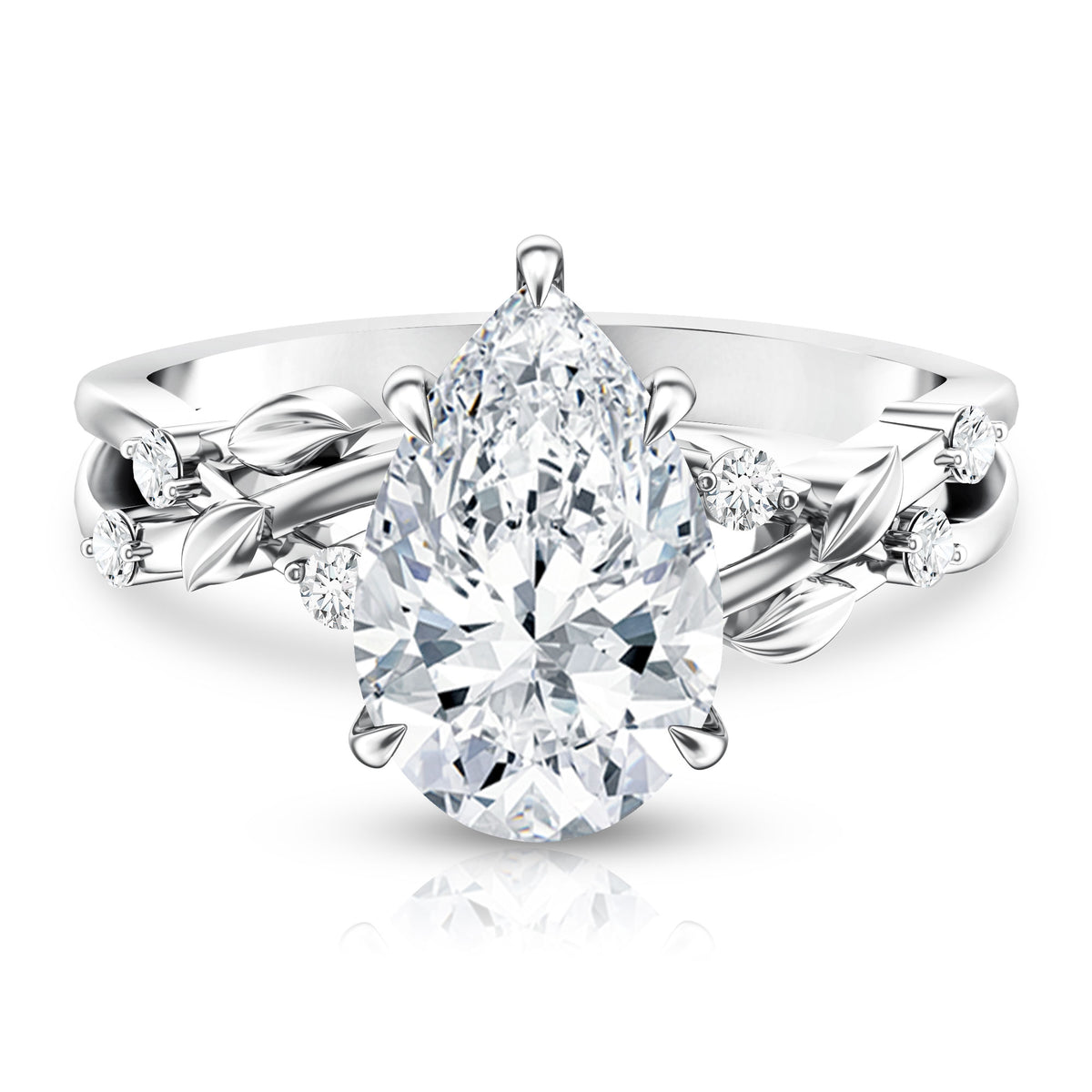 Nature Inspired 3 Carat Lab Grown Diamond Vine Engagement Ring with IGI Certificate Lab - ( E-VS1 ) - Rosec Jewels