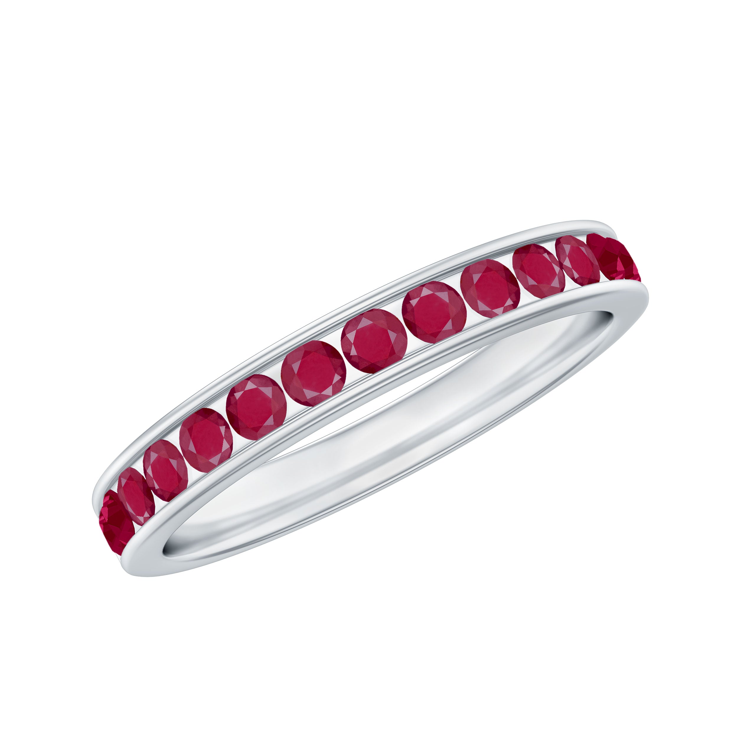 Channel Set Ruby Half Eternity Ring for Women