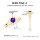 Rosec Jewels-1 CT Amethyst and Diamond Halo Split Shank Ring