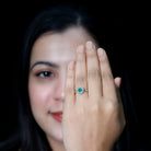 Emerald Nature Inspired Engagement Ring with Diamond Halo AAA - Rosec Jewels