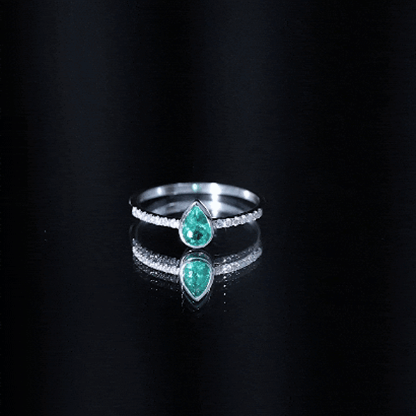 Pear Shaped Emerald Engagement Ring with Diamond Side Stones AAA - Rosec Jewels