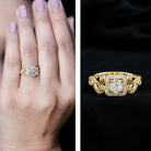 Certified Moissanite Art Deco Engagement Ring for Women D-VS1 - Rosec Jewels