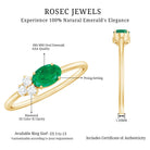 AAA Quality Oval Cut Emerald East West Promise Ring with Diamond Trio AAA - Rosec Jewels