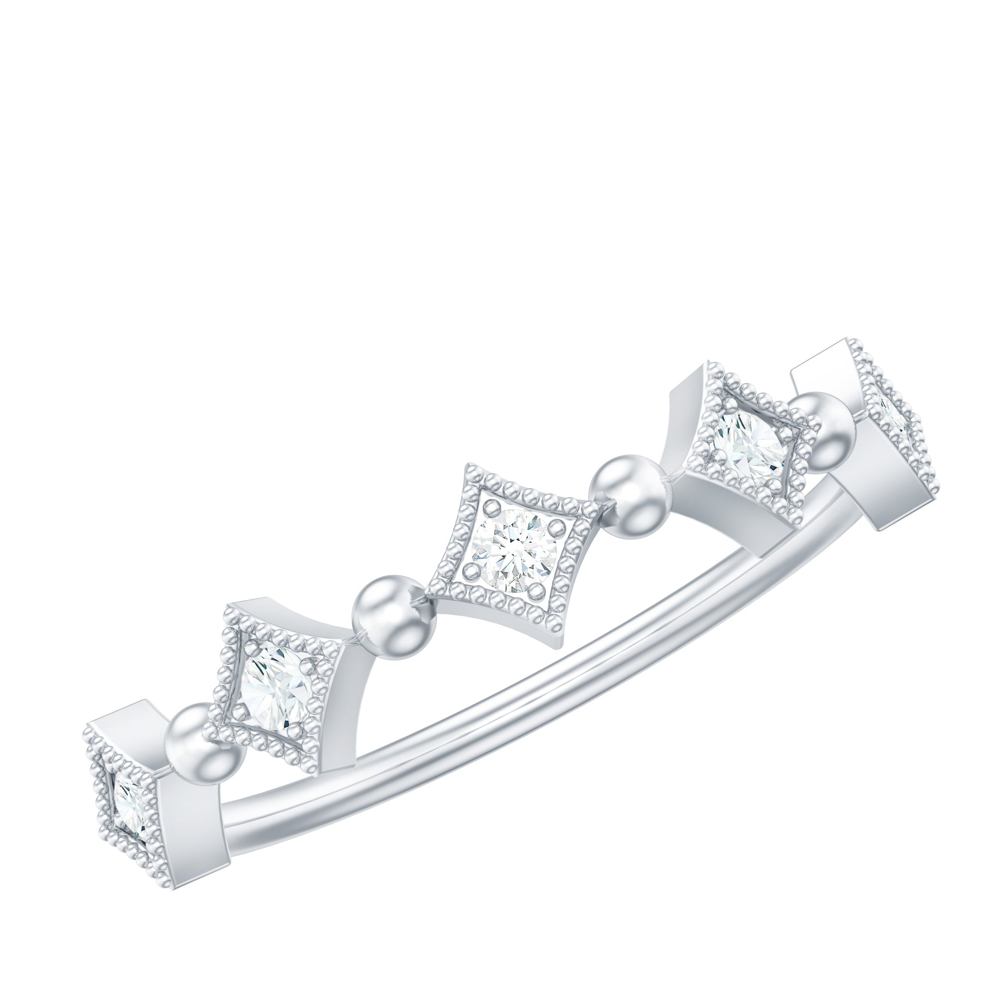 Certified 5 Stone Diamond Dainty Ring Natural - ( HI-SI ) - Rosec Jewels