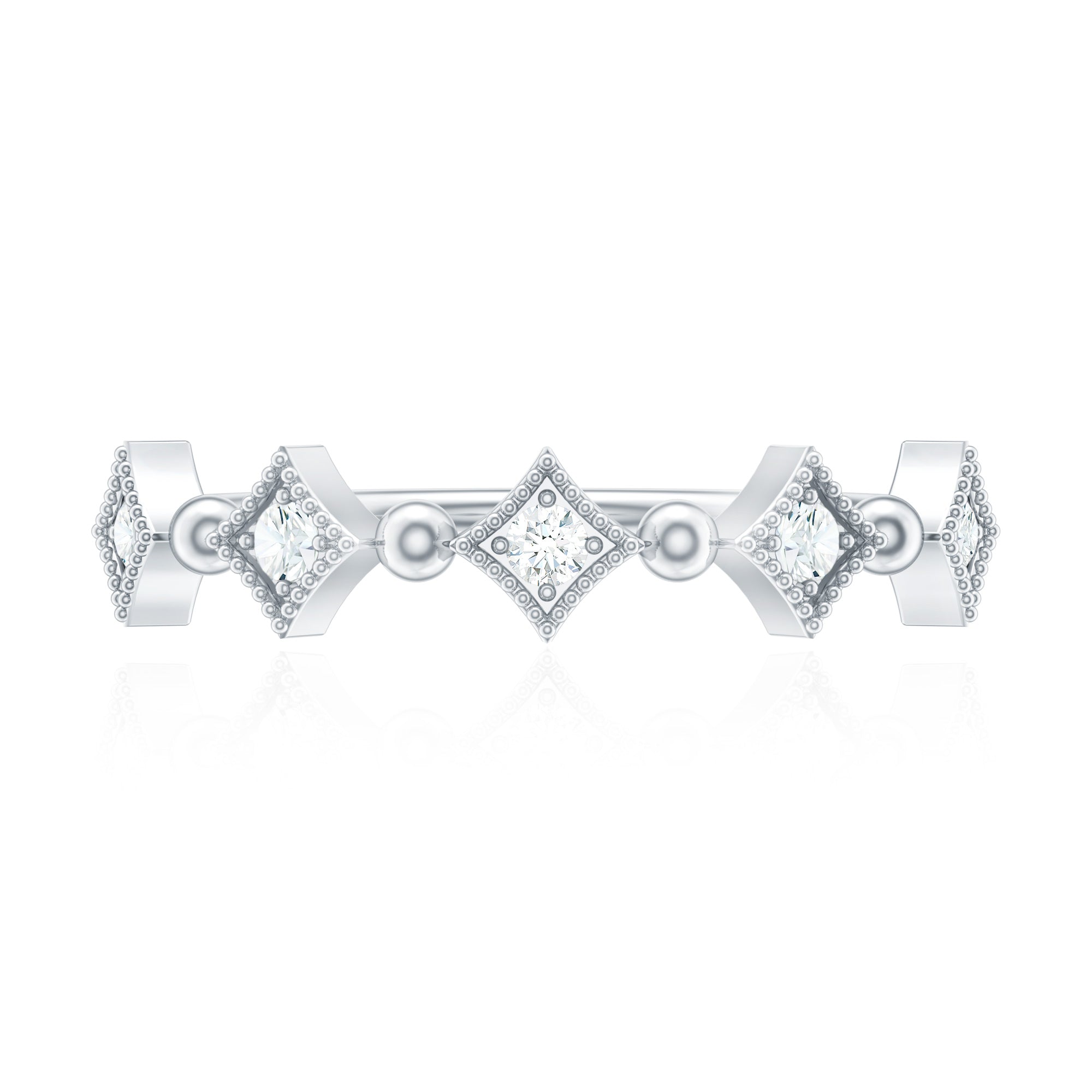 Certified 5 Stone Diamond Dainty Ring Natural - ( HI-SI ) - Rosec Jewels