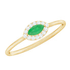 Marquise Emerald East West Promise Ring with Diamond Halo AAA - Rosec Jewels