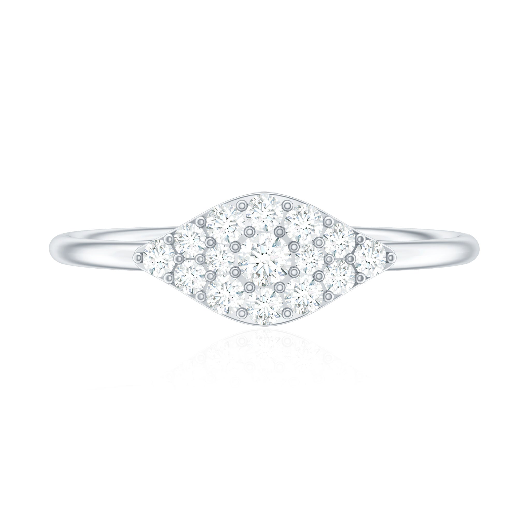 Certified Diamond Cluster Ring in Illusion Setting Natural - ( HI-SI ) - Rosec Jewels