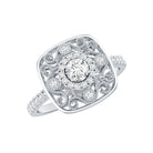 Moissanite Statement Engagement Ring with Milgrain Detailing D-VS1 - Rosec Jewels