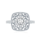 Moissanite Statement Engagement Ring with Milgrain Detailing D-VS1 - Rosec Jewels