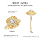Moissanite Statement Engagement Ring with Milgrain Detailing D-VS1 - Rosec Jewels