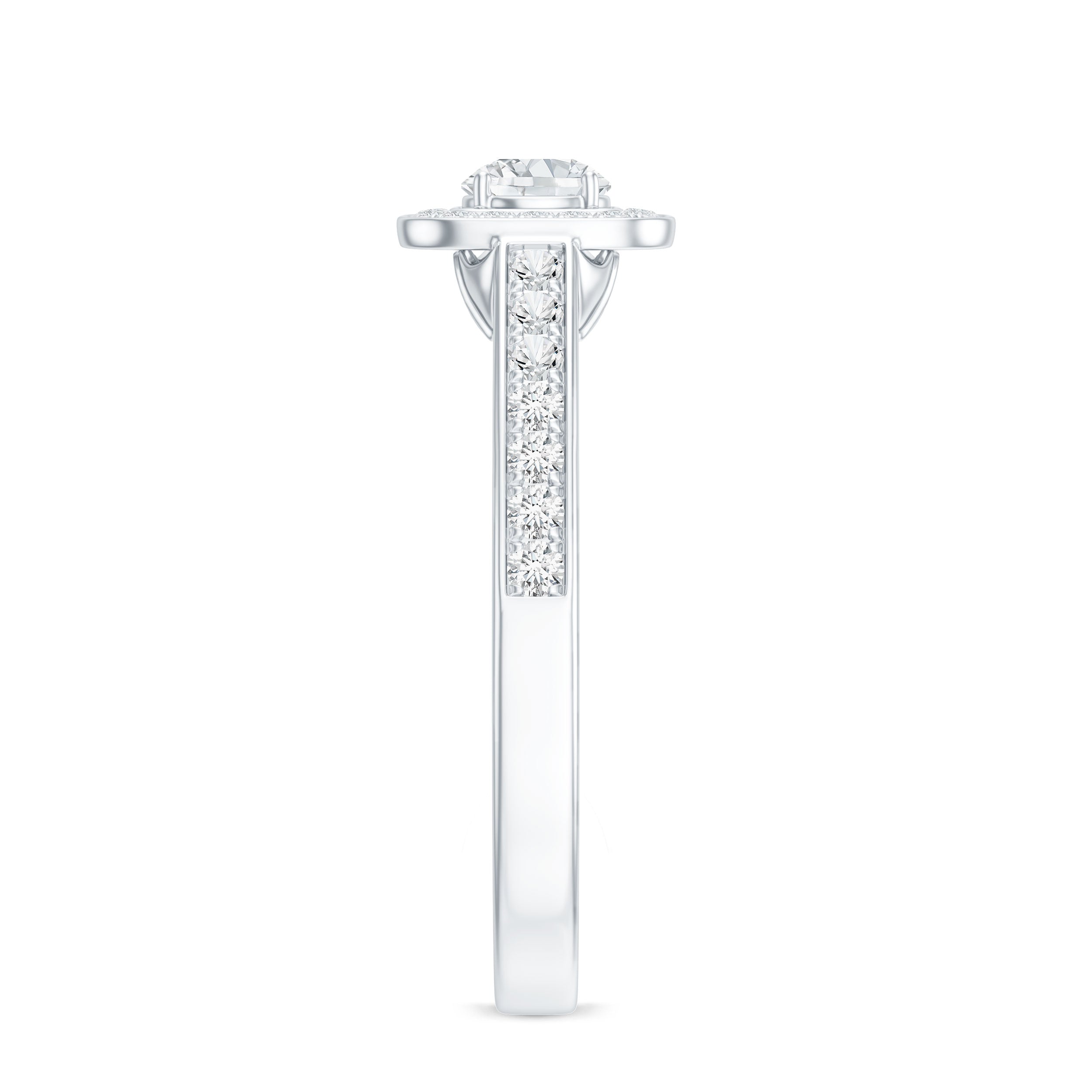 Moissanite Round Halo Engagement Ring with Certificate D-VS1 - Rosec Jewels