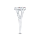 Natural Ruby Diamond Double Heart Promise Ring for Women AAA - Rosec Jewels