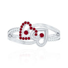 Natural Ruby Diamond Double Heart Promise Ring for Women AAA - Rosec Jewels