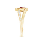Natural Ruby Diamond Double Heart Promise Ring for Women AAA - Rosec Jewels
