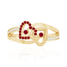 Natural Ruby Diamond Double Heart Promise Ring for Women AAA - Rosec Jewels