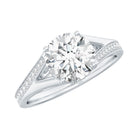 Round Moissanite Solitaire Engagement Ring with Split Shank D-VS1 - Rosec Jewels