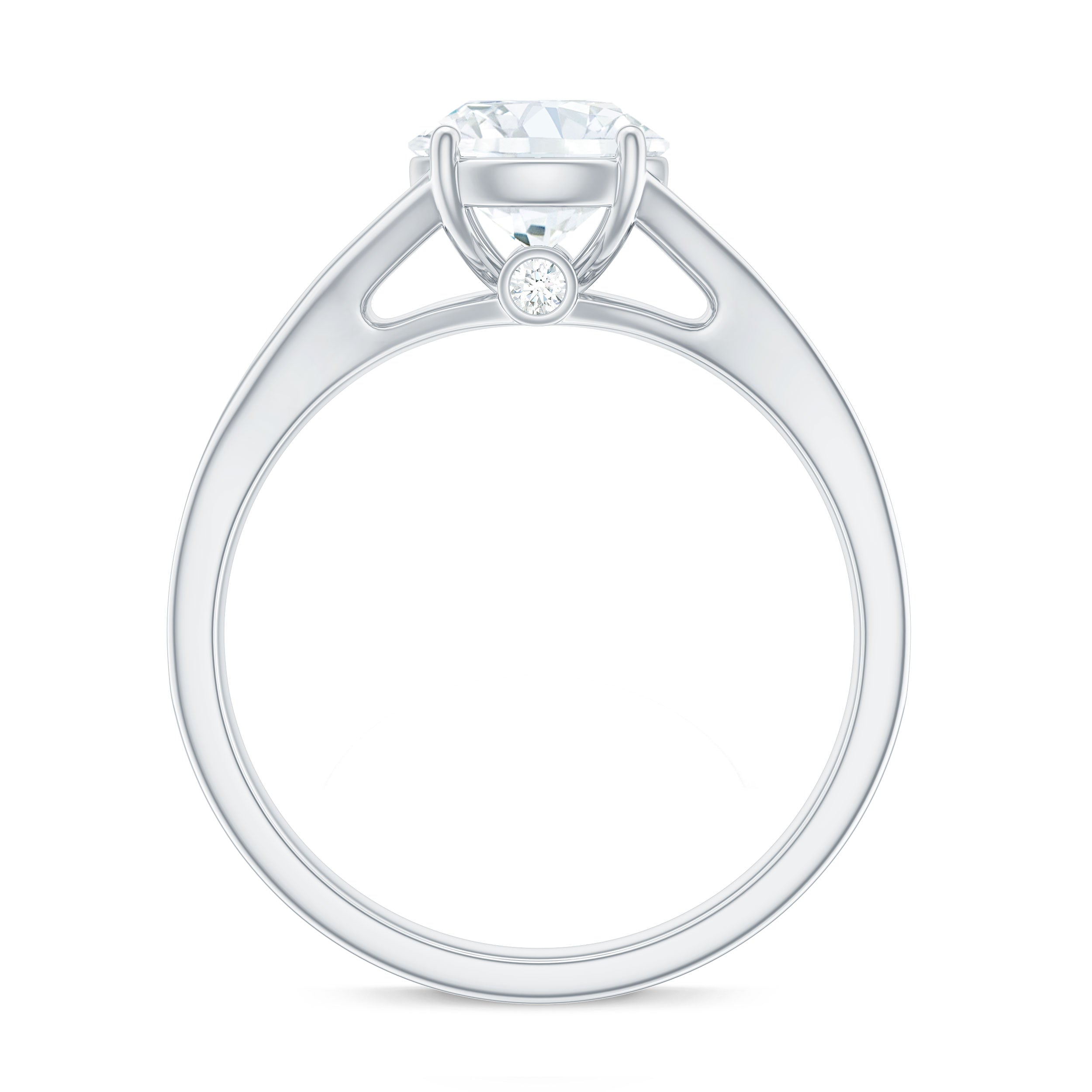 Round Moissanite Solitaire Engagement Ring with Split Shank D-VS1 - Rosec Jewels