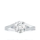 Round Moissanite Solitaire Engagement Ring with Split Shank D-VS1 - Rosec Jewels