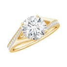 Round Moissanite Solitaire Engagement Ring with Split Shank D-VS1 - Rosec Jewels