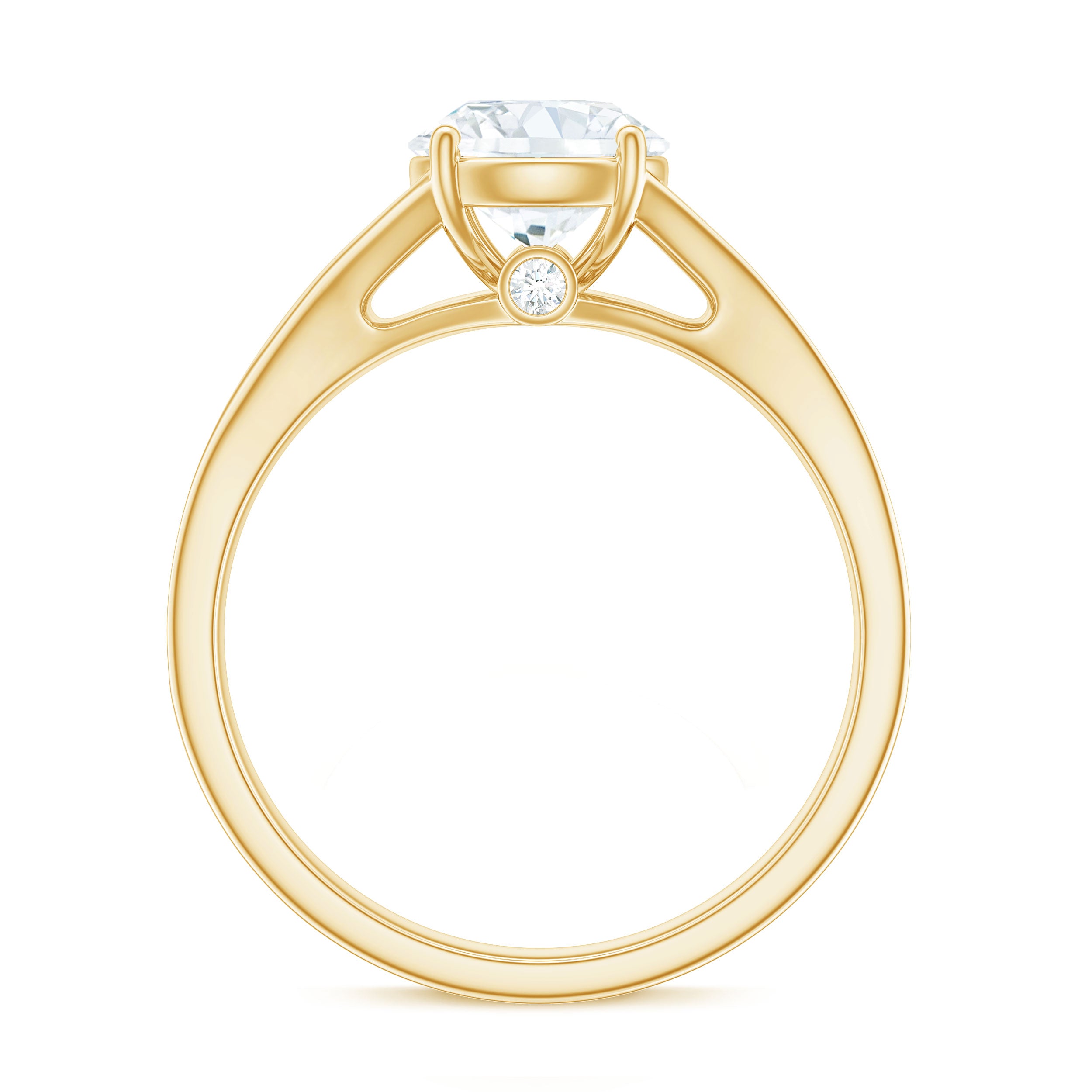 Round Moissanite Solitaire Engagement Ring with Split Shank D-VS1 - Rosec Jewels