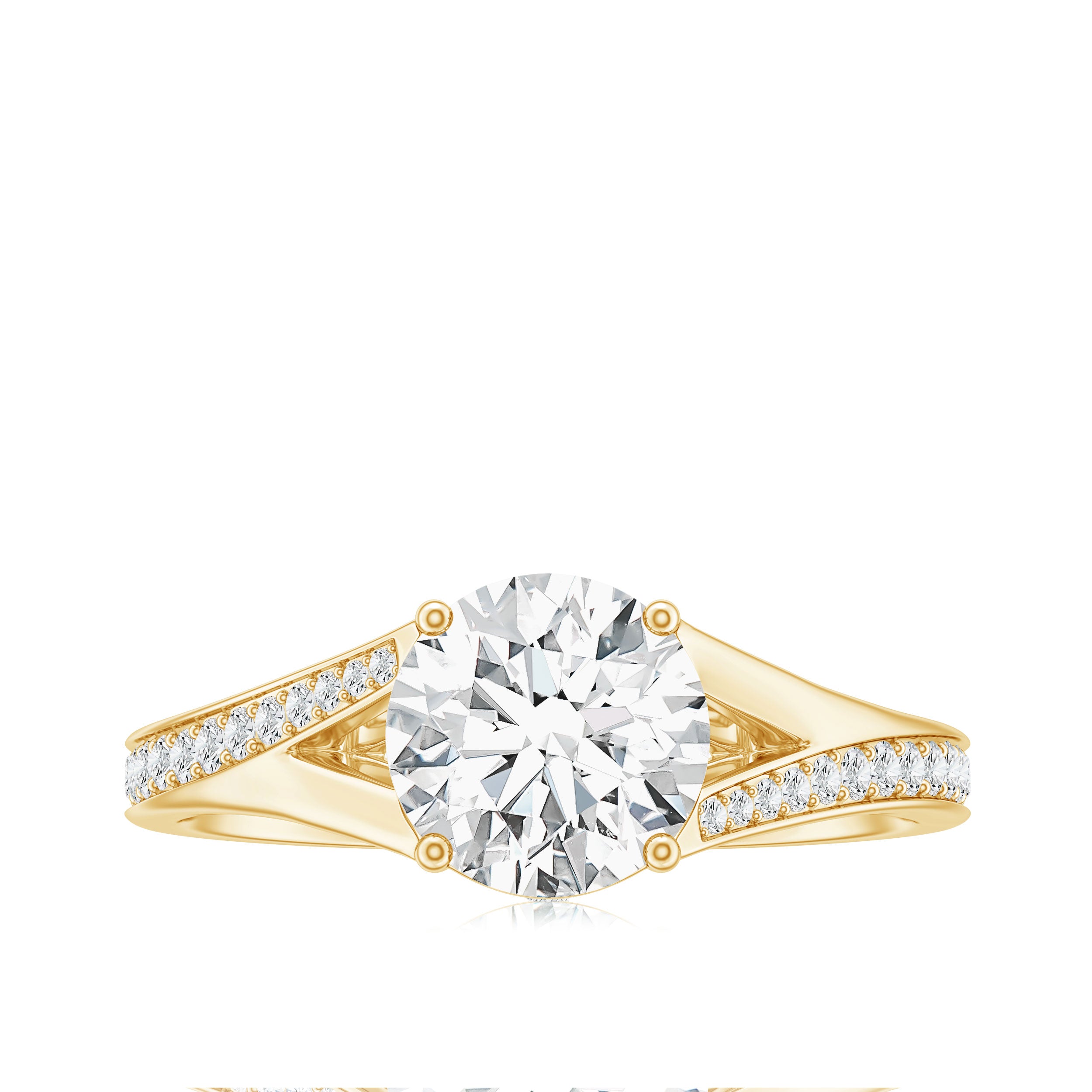 Round Moissanite Solitaire Engagement Ring with Split Shank D-VS1 - Rosec Jewels