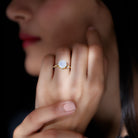 Real 0.85 Carat Moonstone and Diamond Braided Engagement Ring AAA - Rosec Jewels