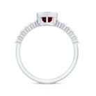 1 CT Heart Shape Created Ruby Solitaire Engagement Ring with Diamond AAAA - Rosec Jewels