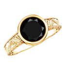 Vintage Style 2 Carat Lab Grown Black Diamond Bezel Set Engagement Ring AAAA ( Synthetic ) - Rosec Jewels