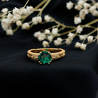 Rosec Jewels-Lab Emerald Solitaire Vintage Engagement Ring